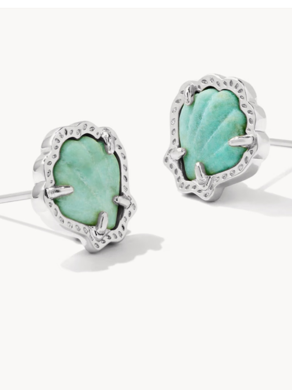 Kendra Scott Brynne Shell Studs Sea Green Chrysocolla Rhodium